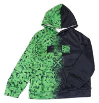 Tmavomodro-zelená mikina Minecraft s kapucňou