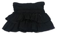 Čierna sukňa s kanýrky a čipkou H&M