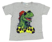 Svetlosivé melírované tričko s dinosaurom M&Co