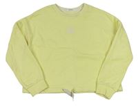 Citronová oversize crop mikina s nápismi M&S