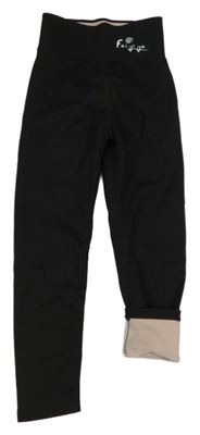 Černé thermo legíny s nápisem 