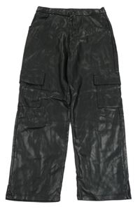 Čierne cargo koženkové nohavice St. Bernard