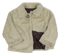 Smotanový kožušinový podšitý kabát s golierikom C&A