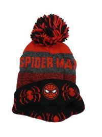 Červeno-sivo-čierna melírovaná pletená čapica so Spider-manem a brmbolcom MARVEL