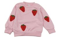 Svetloružová mikina s jahůdkami SHEIN