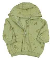 Olivová prepínaci oversize mikina s dinosaurami a kapucňou George