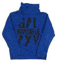 Zafírová melírovaná mikina s nápismi a komínovým golierom S. Oliver