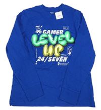 Nové - safírové pyžamové triko s nápisy Next