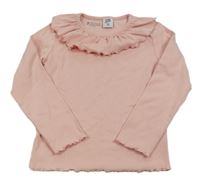 Broskvové žebrované triko s volánkem Kiki&Koko