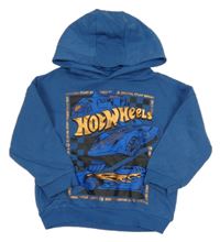 Modrá oversize mikina s auty - Hot Wheels a kapucňou