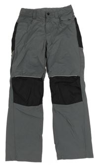 Tmavošedo-černé šusťákové outdoorové thermo kalhoty crane