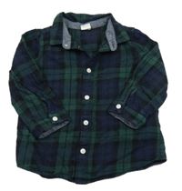 Smaragdovo-tmavomodro-černá kostkovaná košile H&M