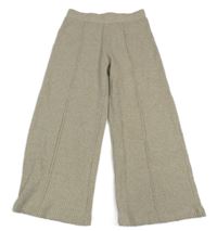 Béžové melírované žebrované široké úpletové kalhoty F&F