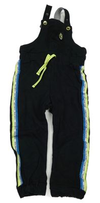 Čierne na traké tepláky s nášivkou a pruhmi s nápismi Blue Kids