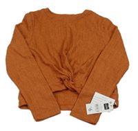 Nové - cihlové vzorované žebrované úpletové crop mikinotriko s překřížením St. Bernard