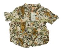 Nové - svetlobéžová košeľa s tigrami a větvičkami RIVER ISLAND