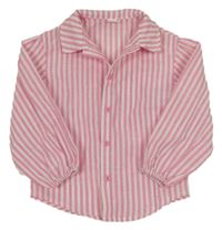 Růžovo-bílá pruhovaná lněná halenka SHEIN