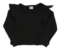 Černé žebrované crop triko s volánky PatPat