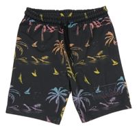 Tmavosivé teplákové kraťasy s palmami a lodičkami PRIMARK