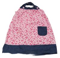 Ružovo-tmavomodré plátěno/riflové letné šaty s motýlikmi Kiki&Koko