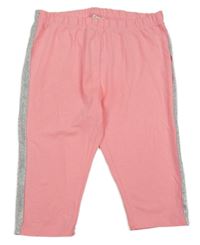 Korálové melírované capri legíny so strieborným pruhom cooclub