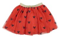 Červená tylová sukňa s Mickey a zlatým pasom Disney
