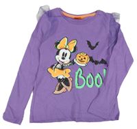 Tmavofialové tričko s Minnie a tylovymi volániky Disney