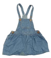 Modrá rifľová na traká sukňa Zara