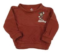 Mahagónovoá mikina s Mickey a žebrováním C&A