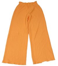 Oranžové mačkané paper bag široké nohavice MANGUUN