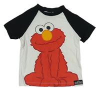 Bílo-černé tričko Sezamová ulice - Elmo Next