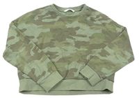 Khaki sivá army oversize crop mikina zn. M&S