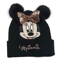 Černá čepice s Minnie s flitry a bambulemi H&M