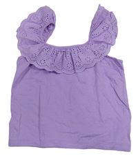 Lila crop top s volánem s madeirou Jeff&Co