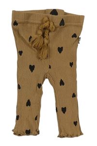 Hnedé rebrované legíny so srdiečkami Rabbit+Bear