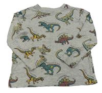 Sivé melírované tričko s dinosaurami Primark