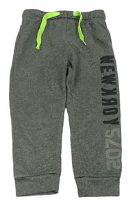 Tmavošedé melírované sportovní tepláky s nápisem H&M