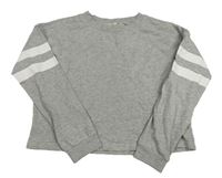 Sivá melírovaná crop mikina s pruhy na rukávech H&M