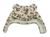 Světlebéžová vzorovaná kožešinová beranice s uškami Nutmeg