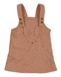 Starorůžové puntíkaté teplákové laclové šaty s králíkem F&F