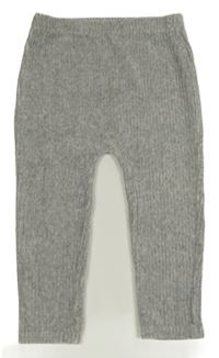 Šedé melírované žebrované sametové tepláky George