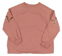 Starorůžová mikina s hvězdami z flitrů na rukávech Next