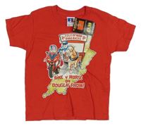 Nové - Červené tričko s potiskem Russell