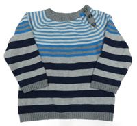 Sivo-modro-tmavomodrý pruhovaný sveter H&M