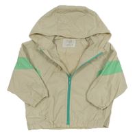 Béžovo-zelená šušťáková oversize jarná bunda s kapucňou Zara