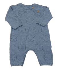 Tmavomodrý pletený overal s perforovanými medvědy George