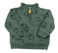 Khaki fleecová mikina s medveďmi Ergee