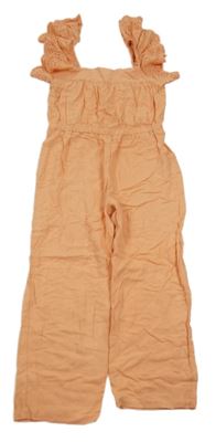 Broskvový ľahký culottes overal s volániky s maiderou H&M