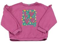 Fuchsiová mikina so vzorom a nápisom Tu