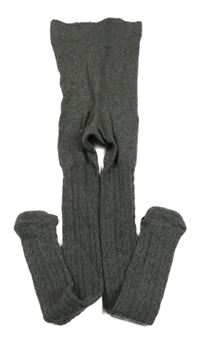 Tmavosivé melírované pančuchy s copánkovým vzorom